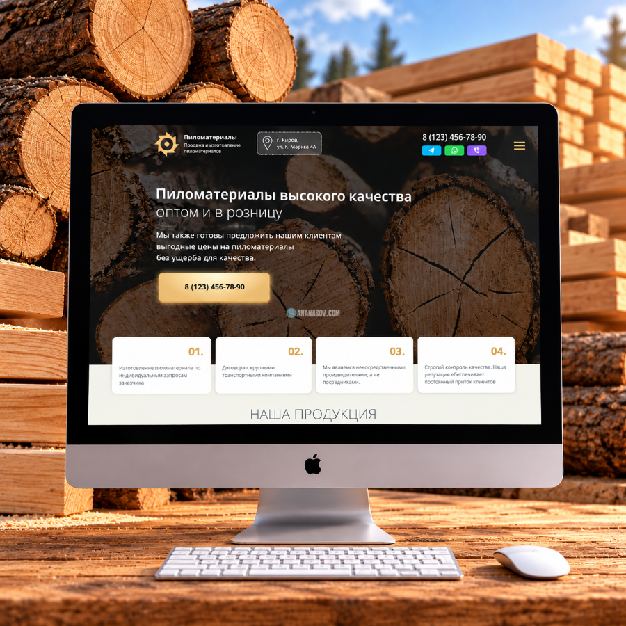Создание сайта для продажи пиломатериалов